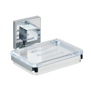 Savoniera cu suport autoadeziv, Wenko, Wenko, Quadro Vacuum-Loc®, 12 x 6.5 x 12 cm, inox/plastic imagine