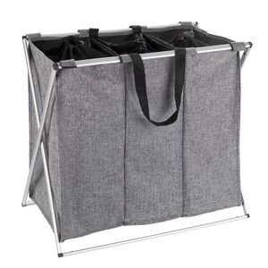 Cos de rufe cu 3 compartimente, Wenko, Trio, 130 L, 63 x 57 x 38 cm, poliester/aluminiu, gri imagine