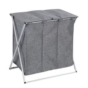 Cos de rufe cu 3 compartimente, Wenko, Trio Top Mottled, 118 L, 57 x 57 x 38 cm, poliester/aluminiu, gri imagine