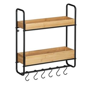 Etajera bucatarie/baie, Wenko, Loft, 15 x 48 x 52 cm, bambus/metal, negru/maro imagine