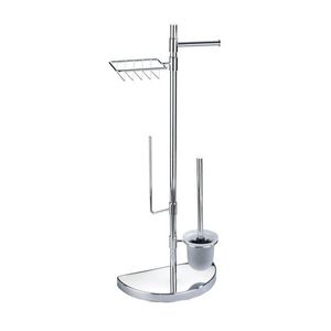 Suport pentru hartie igienica si perie de toaleta, Maximex, 34 x 18 x 84.5 cm, inox imagine