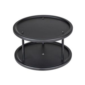 Organizator rotativ pentru depozitare, Wenko Duo Lazy Susan, Ø 26.5 x 15.5 cm, metal, negru imagine