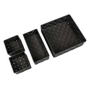 Set 4 cosuri pentru depozitare, Wenko, Adria, 28 x 10 x 28 cm, polipropilena, negru imagine