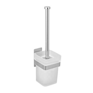 Perie pentru toaleta cu suport, Wenko, Turbo-Loc, Genova Shine, 9 x 35 x 10.6 cm, inox/sticla imagine