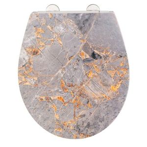 Capac de toaleta cu sistem automat de coborare, Wenko, Easy-Close Grey Marble, 38 x 44.5 cm, duroplast, multicolor imagine