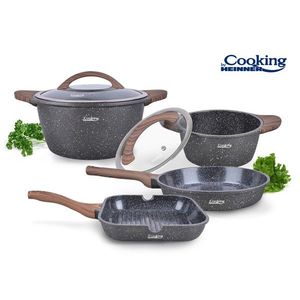 Set pentru gatit 6 piese Paris, Cooking by Heinner, aluminiu turnat, negru/maro imagine