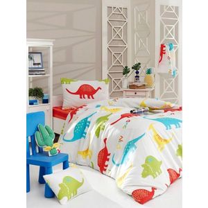 Lenjerie de pat pentru o persoana, Dinazorus - White, Eponj Home, 65% bumbac/35% poliester imagine