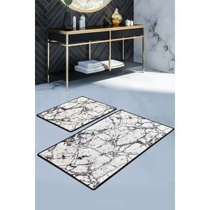 Set 2 covorase de baie Marble, Chilai, 50x60 cm/60x100 cm, alb imagine