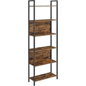 Biblioteca Vasagle, 60x24x186 cm, PAL/otel, maro rustic imagine