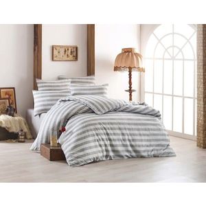 Lenjerie de pat pentru o persoana, Hook - Grey, EnLora Home, 65% bumbac/35% poliester imagine