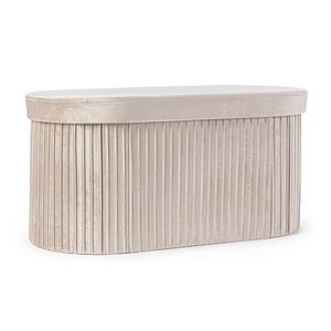 Taburet cu spatiu de depozitare Jocelyn Round, Bizzotto, 76x38x38 cm, MDF/catifea, bej imagine