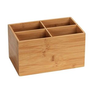 Cutie depozitare cu 4 compartimente, Wenko, Bamboo Terra, 22 x 14 x 12 cm, bambus, natur imagine