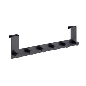 Suport prosoape cu suspendare pe usa, Wenko, Celano, 39 x 5.5 x 11 cm, inox, negru imagine