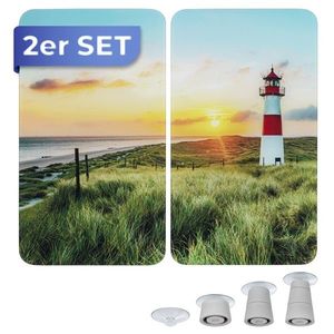 Set 2 protectii pentru aragaz Maximex, Lighthouse, 52x30 cm, sticla, multicolor imagine