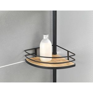 Etajera de colt extensibila pentru baie, Wenko, Dolcedo, 31 x 23 x 65 - 275 cm, inox/bambus, negru/natur imagine