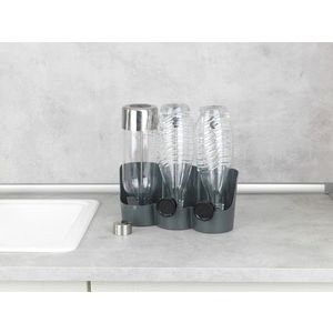 Suport pentru 3 sticle, Wenko, Filia, 29 x 12.5 x 27 cm, plastic/inox, gri imagine