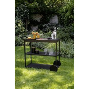 Carucior pentru servire Miro, Wenko, 80x40x98 cm, metal/lemn, negru/natur imagine