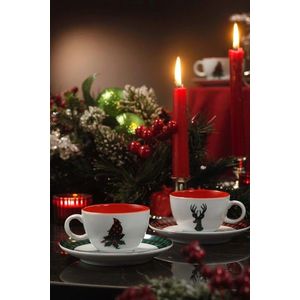 Set pentru ceai, Kütahya Porselen, 710KTP3337, 100% PORCELAN / , Dimensiune ceașcă de ceai: 10 x 10 x 6 cm / 125 cc (2 bucăți), Multicolor imagine