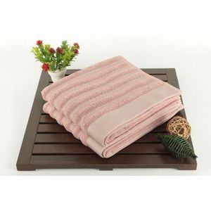 Set 2 prosoape de maini 50x90 cm, 100% bumbac, Saheser, Bombeli Dusty Rose, roz imagine