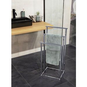 Suport pentru prosoape Quadro, Wenko, 38x32.5x84.5 cm, inox, argintiu lucios imagine