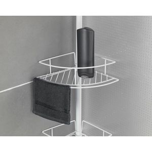 Etajera extensibila pentru dus Dolcedo, Wenko, 31x23x65-275 cm, inox, alb imagine