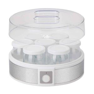 Aparat pentru iaurt, 7 borcane cu capac Jata, 24x12.5 cm/180 ml/20W, inox, transparent imagine