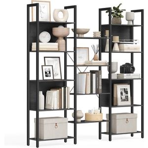 Biblioteca Ebony, Vasagle, 158x24x166 cm, PAL/otel, max 140 kg, negru imagine