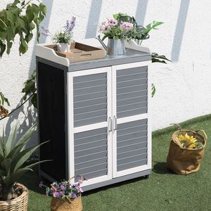 Dulap pentru exterior Ryan, 67x46.5x99.7 cm, lemn/poliester, alb/gri imagine