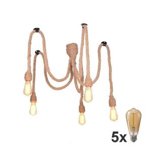 Lustră LED pe cablu ROPE CASA 5xE27/10W/230V păianjen imagine