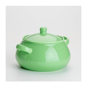 Castron ceramic cu capac pentru supă, verde deschis imagine