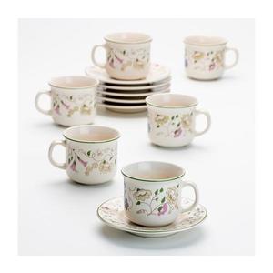 Set de cafea 6x ceașcă ceramică Angelika cu farfurioară, flori imagine