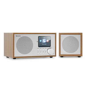 Auna Silver Star Mini Two argintiu/negru, radio cu internet DAB+/FM, WiFi, BT, difuzor TWS imagine