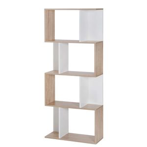 Biblioteca Design Modern 4 rafturi Lemn Natural si Alb, 60x24x148cm HOMCOM | Aosom Romania imagine