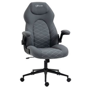 Vinsetto Scaun de Birou Ergonomic cu Înălțime Reglabilă, Cotiere Rabatabile și Funcție de Înclinare, Scaun cu 5 Roți, Dimensiuni 65, 5x69, 5x112-122 cm, Gri | Aosom Romania imagine