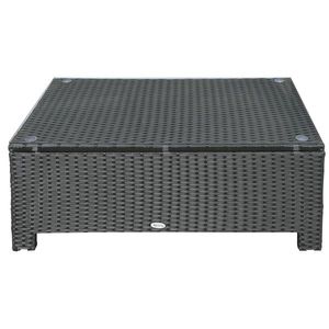 Outsunny Mobilier pentru Terasă, Măsuță de Cafea din Răchită, Rezistentă la Apă, cu Blat din Sticlă Securizată, 86x50x39cm, Negru | Aosom Romania imagine