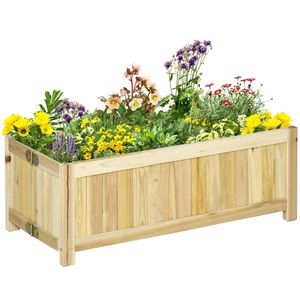 Outsunny Jardinieră Pliabilă Lemn pentru Exterior, Etanșă cu Bază Drenaj, 70x30x25 cm | Aosom Romania imagine