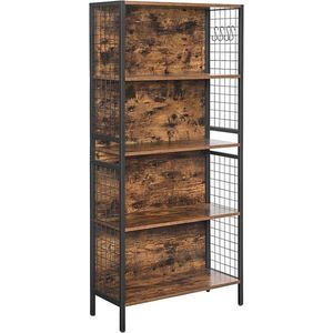 Biblioteca cu 4 rafturi, Vasagle 74 x 30 x 154.5 cm, PAL/otel, maro rustic imagine