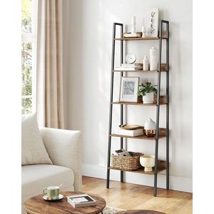 Corp biblioteca Alinru Ladder, Vasagle, 60 x 30 x 170 cm, PAL/otel, maro rustic imagine