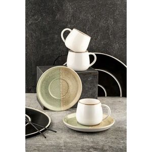 Set cesti de cafea, Noble Life, 721NBL3163, Portelan , 6 cesti de cafea, 90 ml, Verde imagine