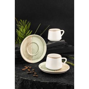 Set cesti de cafea, Noble Life, 721NBL3164, Portelan , 6 cesti de cafea, 90 ml, Verde imagine