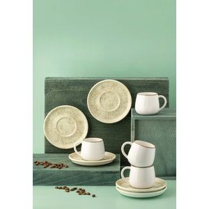 Set cesti de cafea, Noble Life, 721NBL3167, Portelan , 6 cesti de cafea, 90 ml, Crem/Alb imagine