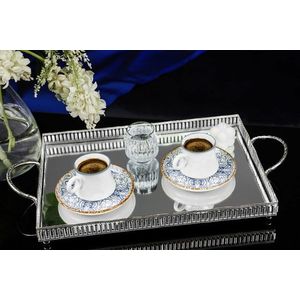 Set cesti de cafea, Noble Life, 721NBL3171, Portelan , 6 cesti de cafea, 90 ml, Albastru/Alb imagine