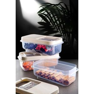 Set recipiente depozitare, Okko - Kitchen, 639OKK1116, Plastic , 34.5x19x2.5 cm, 5 L, 3 piese, Crem imagine