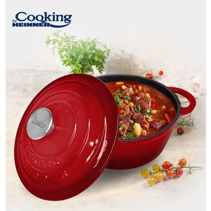 Oala cu capac Cooking by Heinner, 24x11.5 cm, 4 L, fonta/inox, rosu imagine