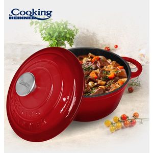 Oala cu capac Cooking by Heinner, 28x13 cm, 6 L, fonta/inox, rosu imagine