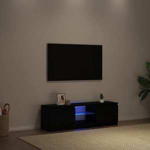 vidaXL Dulap TV cu LED stejar negru 120x30x36cm lemn prelucrat imagine