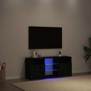 vidaXL Dulap TV cu LED stejar negru 120x30x50 cm lemn prelucrat imagine