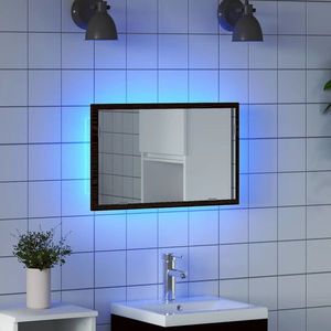 vidaXL Oglindă de baie cu lumini LED, stejar negru, 60x8, 5x37 cm imagine