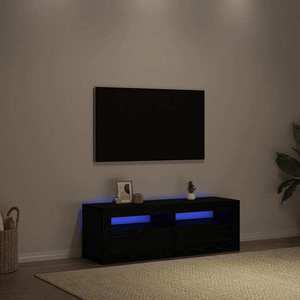 vidaXL Dulap TV cu LED stejar negru 120x35x40 cm lemn prelucrat imagine