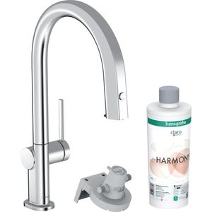 Baterie bucatarie Hansgrohe Aqittura M91 210 cu 3 cai si sistem filtrare dus extractibil 1 jet si sBox crom imagine